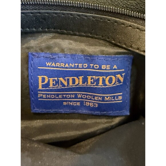 PENDLETON Shoulder Tote Bag Purse Wool Leather Trim Southwestern Aztec Print - Picture 6 of 6